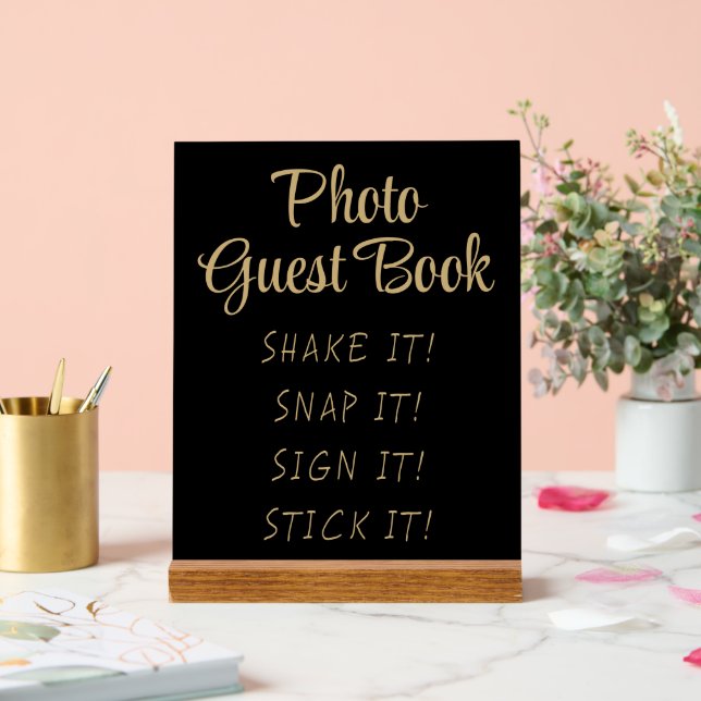Simple Black Gold Moderne Cute Photo Symbole du li (Mariage)