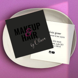 Simple Black Makeup Artist and Hair Stylist Squ Quadratische Visitenkarte
