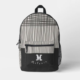 Simple black minimalist monogram and name minimal bedruckter rucksack