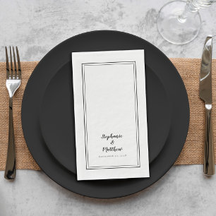 Simple  Black Modern Minimalist Wedding Dinner Serviette