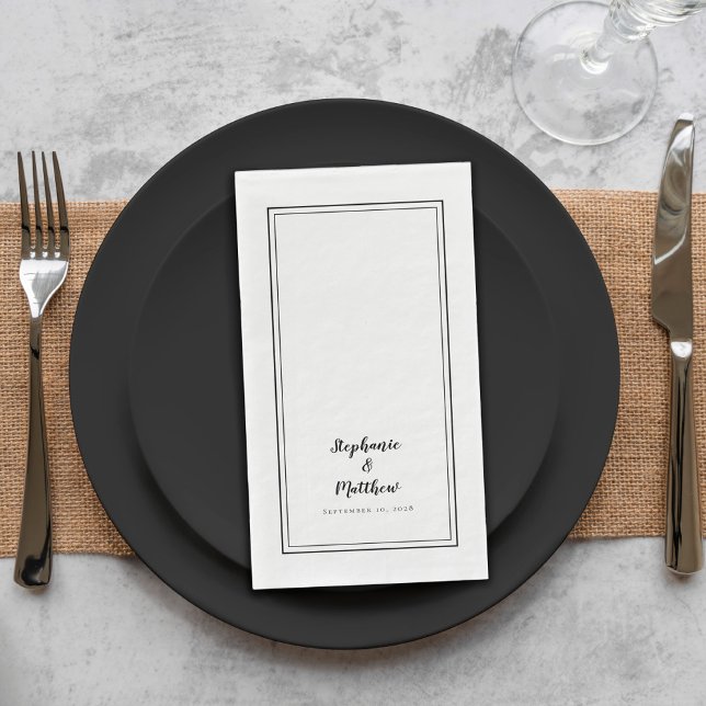 Simple  Black Modern Minimalist Wedding Dinner Serviette (Von Creator hochgeladen)