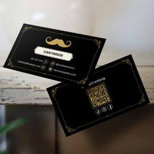 Simple Black Mustache Barber Shop Verbinden Sie mi Visitenkarte