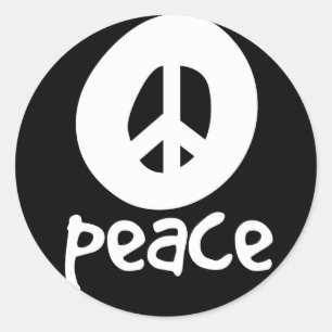 Simple Black Peace Sign Runder Aufkleber