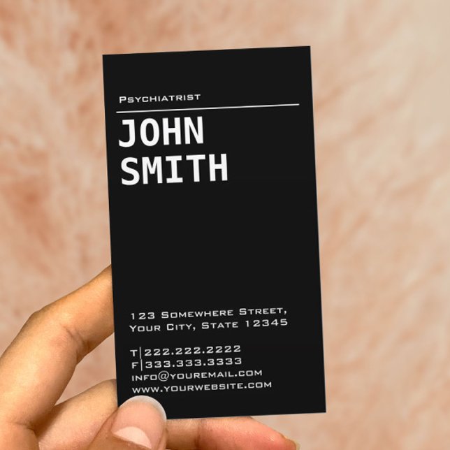 Simple Black Psychiatrist Business Card Visitenkarte (Von Creator hochgeladen)