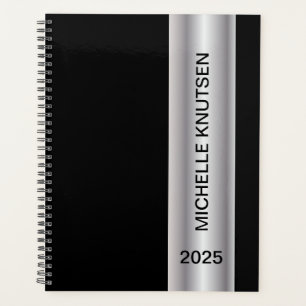 Simple Black Silver Planner personnalisé 2025