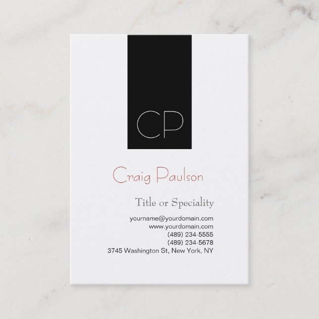 Simple Black White Consultant Chubby Carte de visi (Devant)