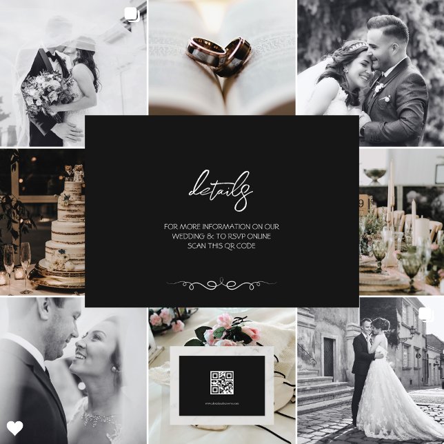 Simple Black & White Elegant Minimalist Wedding Begleitkarte (Von Creator hochgeladen)