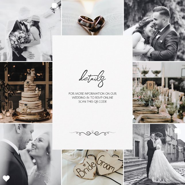 Simple Black & White Elegant Minimalist Wedding Begleitkarte (Von Creator hochgeladen)