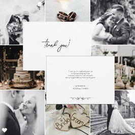 Simple Black & White Elegant Minimalist Wedding Dankeskarte