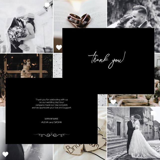Simple Black & White Elegant Minimalist Wedding Dankeskarte (Von Creator hochgeladen)