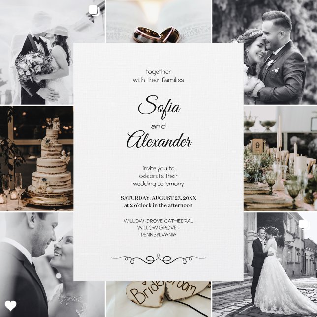 Simple Black & White Elegant Minimalist Wedding Einladung (Von Creator hochgeladen)