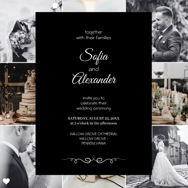 Simple Black & White Elegant Minimalist Wedding Einladung (Von Creator hochgeladen)
