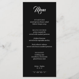 Simple Black & White Elegant Minimalist Wedding Menükarte