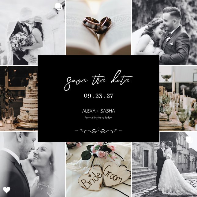 Simple Black & White Elegant Minimalist Wedding Save The Date (Von Creator hochgeladen)