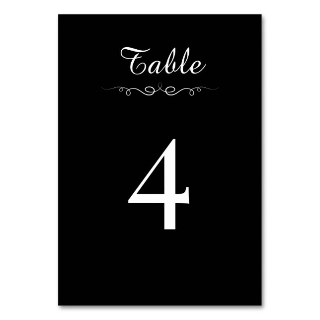 Simple Black & White Elegant Minimalist Wedding Tischnummer (Vorderseite)