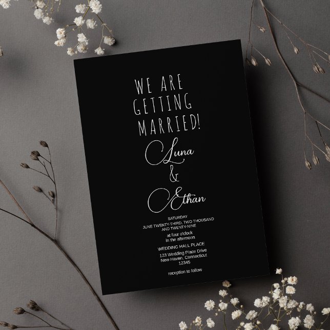 Simple black white elegant typography wedding  einladung (Simple black white elegant typography wedding)