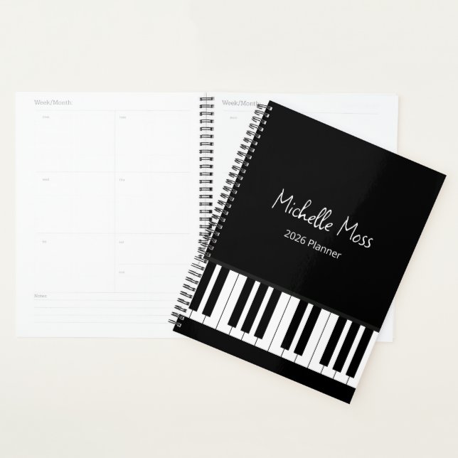 Simple Black White Piano Music Teacher  Planer (Anzeige)