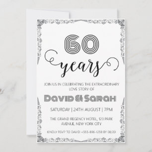 simple blanc 60e anniversaire mariage invitations
