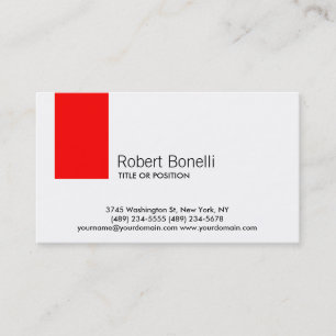 Simple Blanc Rouge Plaine Carte de visite moderne