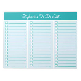 Simple Blocks Teal 8.5x11 Three Column Checklist Notizblock