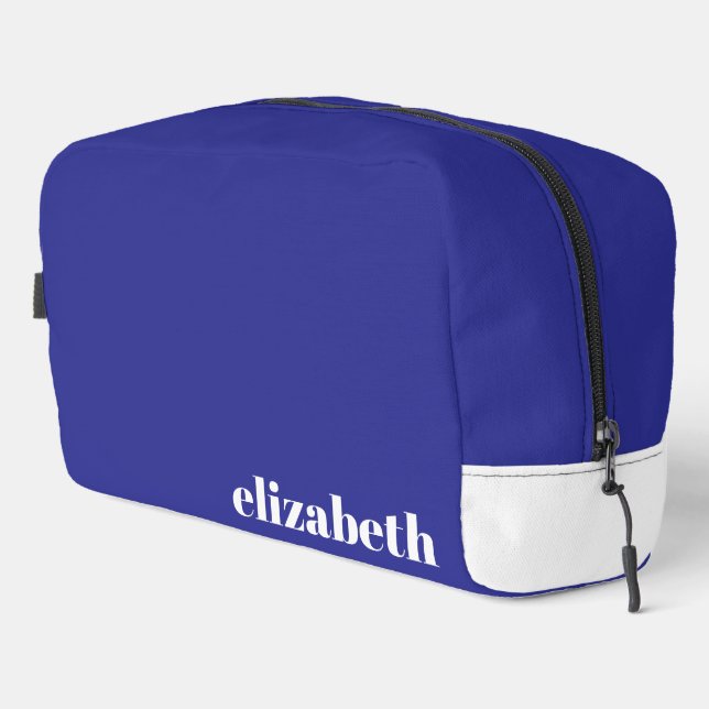 Simple Blue and White with Name Waschbeutel (Rechte Ecke)
