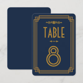 Simple Blue Art Deco Hochzeiten Tischnummern