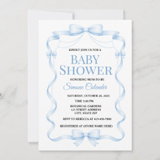 Simple Blue Baby Shower Invitation