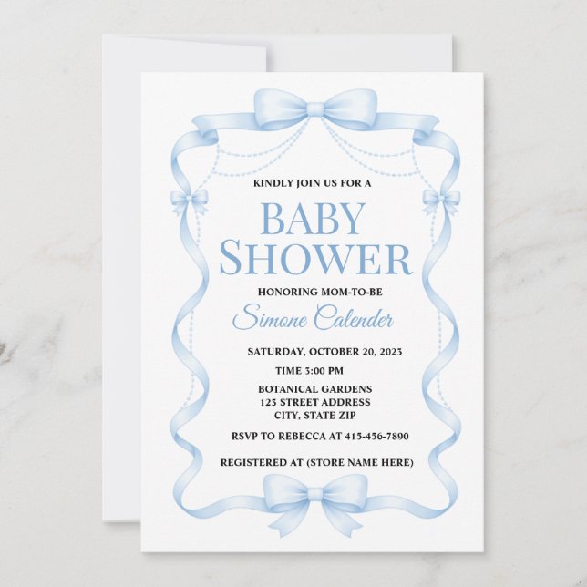 Simple Blue Baby Shower Invitation Einladung (Vorderseite)