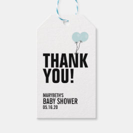 Simple Blue Balloon Baby Dusche Danke, Geschenk Ta Geschenkanhänger