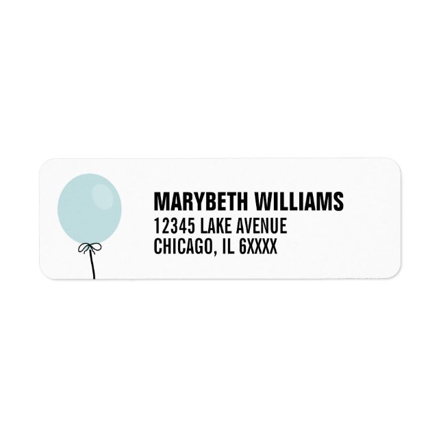 Simple Blue Balloon Baby Showadresse Label (Vorne)