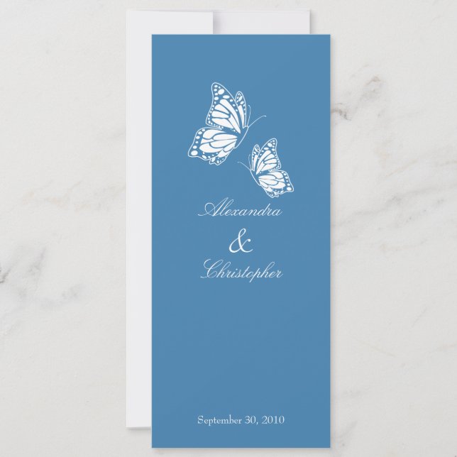 Simple Blue Butterflies Hochzeitserklärung Einladung (Vorderseite)