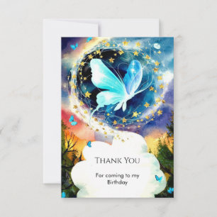 Simple Blue Butterfly Geburtstag Dankeskarte
