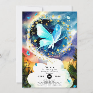 Simple Blue Butterfly Geburtstag Einladung