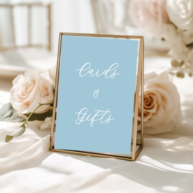 Simple Blue Cards & Gifts Table Sign Sockelschild (cards and gifts sign, blue decor, wedding reception, bridal shower, baptism party, simple minimalist)