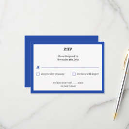 Simple Blue Custom Wedding RSVP Karte