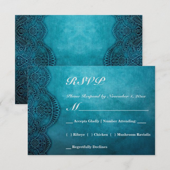 Simple Blue Elegance RSVP Karte (Vorne/Hinten)