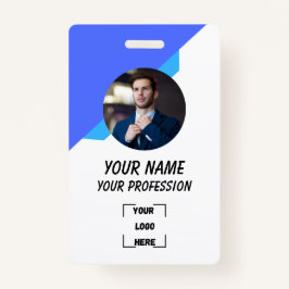 Simple Blue Employee ID Badge Ausweis