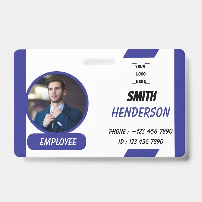 Simple Blue Employee ID Badge Ausweis (Front)