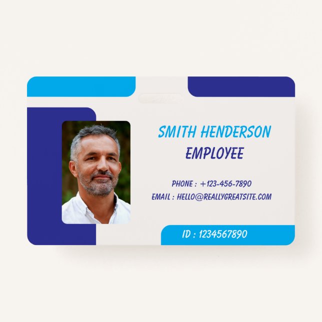 Simple Blue Employee ID Badge Ausweis (Vorderseite)