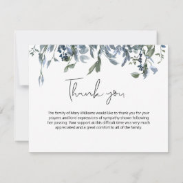 Simple Blue Floral Greeneral Beerdigung Danke