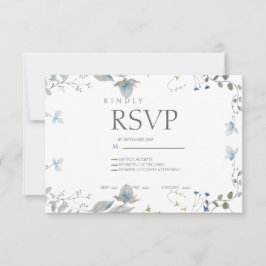Simple Blue Floral RSVP Card