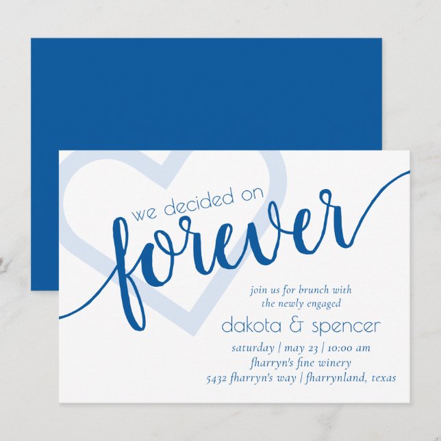 Simple Blue Forever | Cerulean Newlywed Brunch Einladung (Vorne/Hinten)