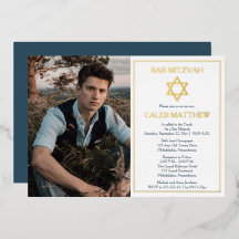 Simple Blue Foto Star von David Bar Mitzvah - Gold
