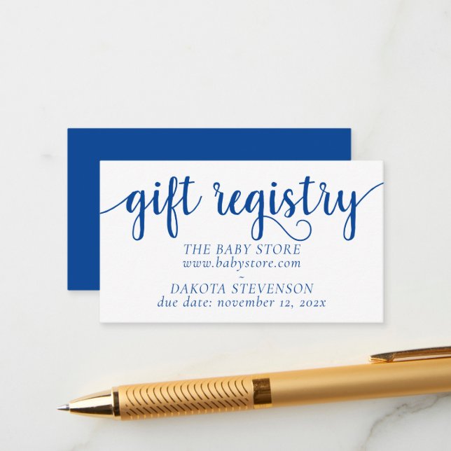 Simple Blue Gift Registry | Cerulean Any Event Begleitkarte (Vorderseite/Rückseite Beispiel)