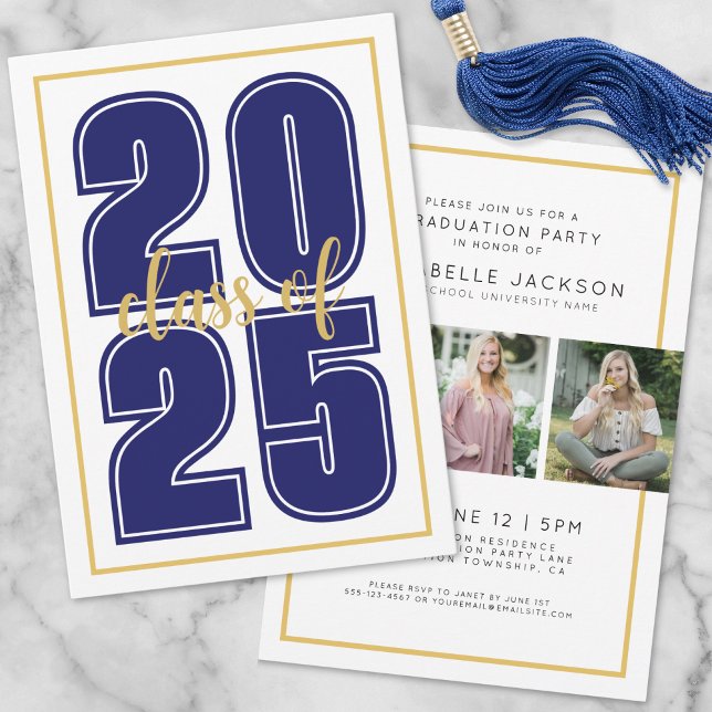 Simple Blue Graduate Foto Abschluss Einladung (Simple Blue Graduate Photo Graduation Invitation)