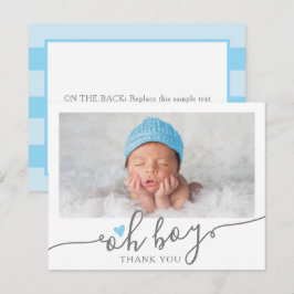 Simple Blue Heart Boy Baby Dusche Foto Vielen Dank Dankeskarte