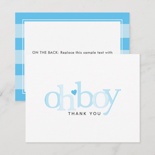 Simple Blue Heart Boy Baby Dusche Vielen Dank Dankeskarte (Vorne/Hinten)