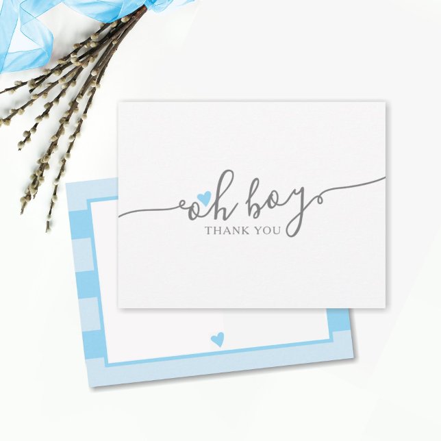 Simple Blue Heart Boy Baby Shower Thank You Dankeskarte (Von Creator hochgeladen)