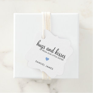 Simple Blue Heart Boy Elegante Niedliche Babydusch Geschenkanhänger
