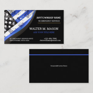 Simple Blue Line Police US FLAG Visitenkarte